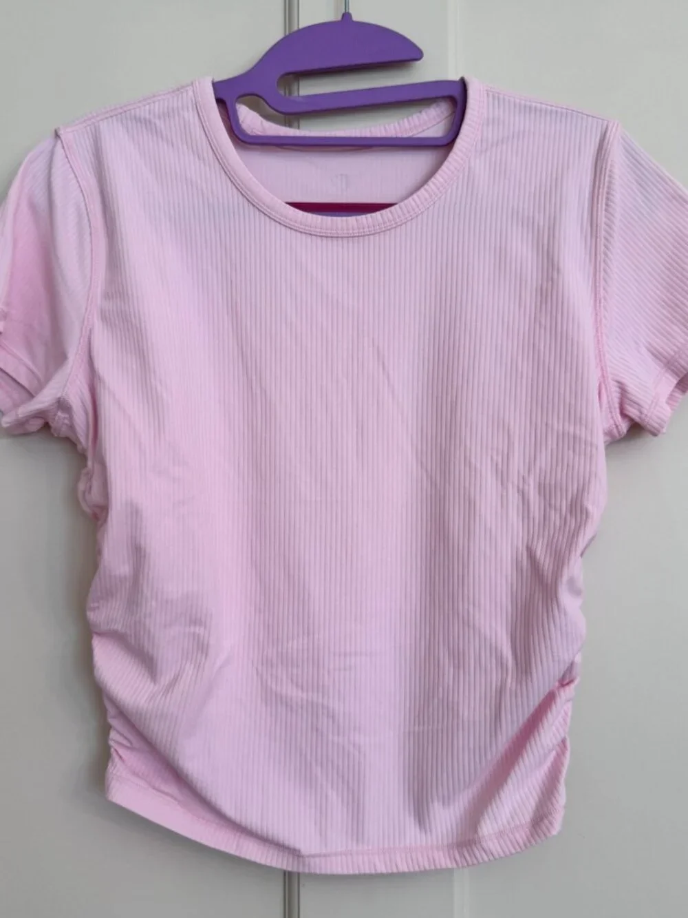Lululemon All It Takes Ribbed Nulu Short Sleeve Ruched T Shirt Pink Size 8/10